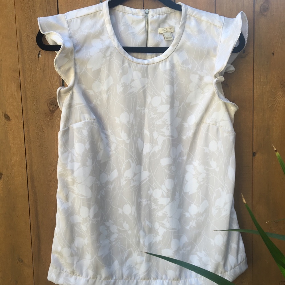 J Crew floral flutter sleeve top